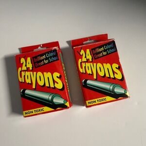 RARE Vintage Family Dollar 24 Crayons Brilliant Colors Non Toxic 2 Boxes 1302913